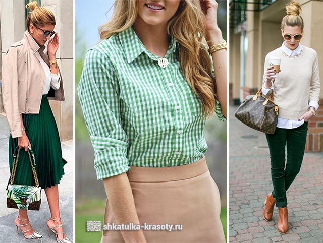 сочетание зеленого цвета в одежде