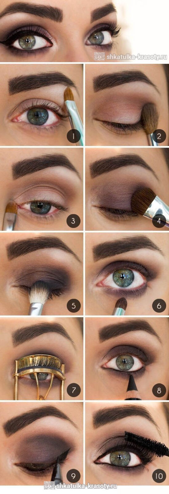 коричневый макияж для зеленых глаз