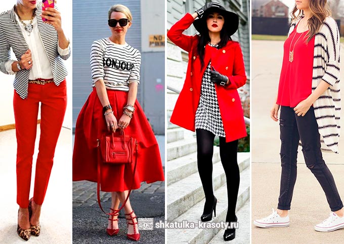 сочетание красного в одежде