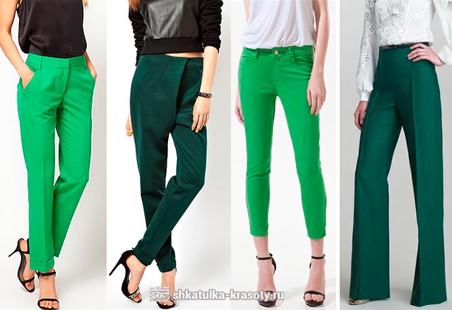 С чем носить зеленые брюки