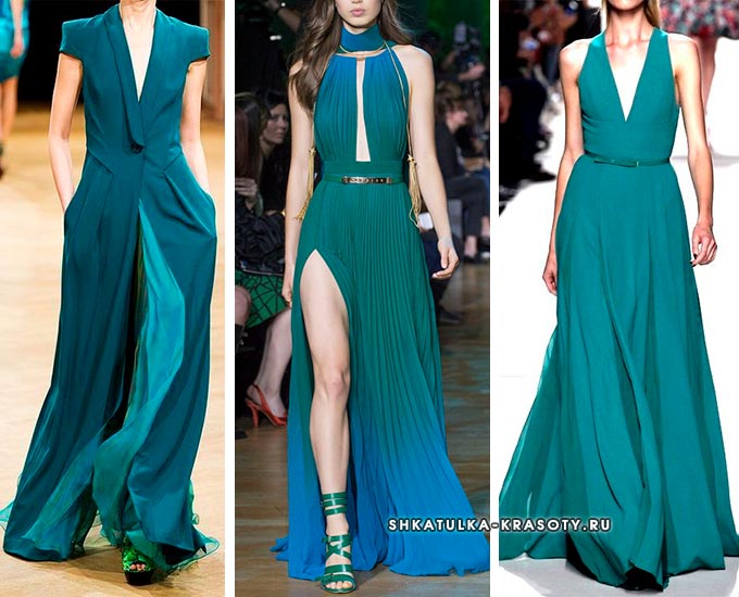 вечерние платья сине-зеленого оттенка