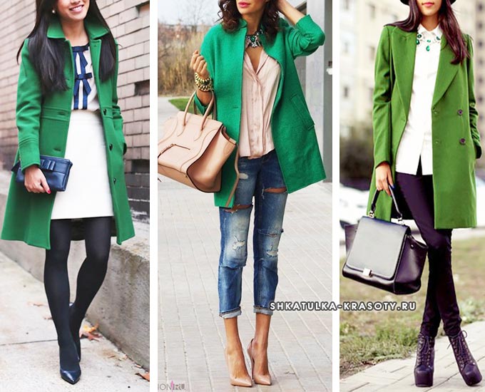 зеленое пальто