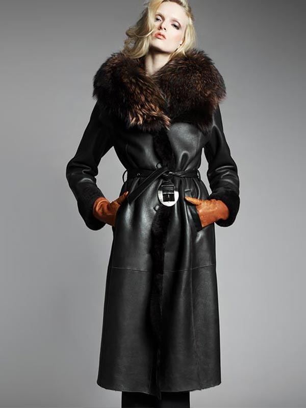 кожаное пальто с мехом